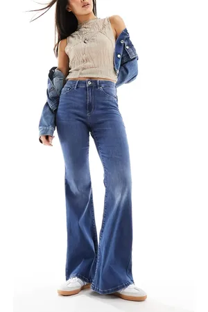 ONLY Rose high waisted flare jeans in mid wash - MBLUE