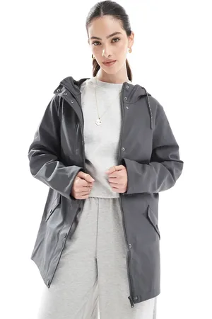 VERO MODA Hooded rain jacket in asphalt