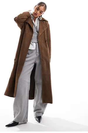 ASOS Premium suede trench coat in tan