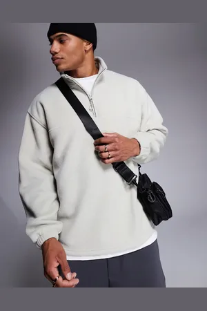 ASOS Oversized quarter zip fleece sweatshirt in off