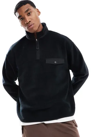 ASOS Oversized quarter zip fleece sweatshirt with chest pocket in