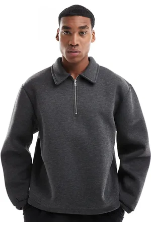 ASOS Oversized scuba quarter zip in charcoal marl