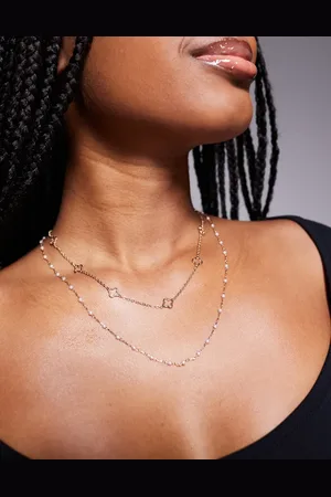 Aldo Lilavi multirow choker necklace with flower pendants in