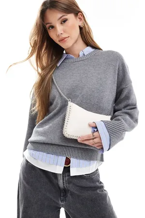 Stradivarius Mini beaded cross body bag in ecru
