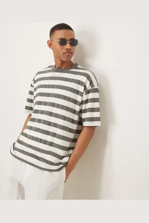 ASOS Oversized t-shirt in khaki and white stripe
