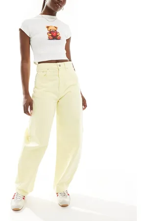 ASOS High waisted barrel jean in custard
