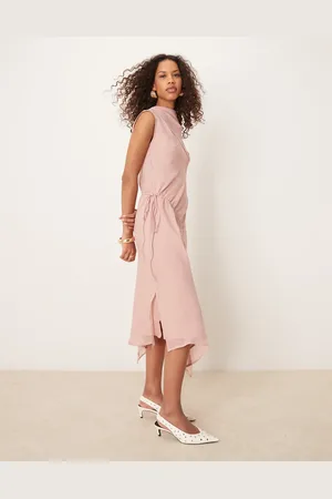 ASOS High neck midi dress with seam details in dusky