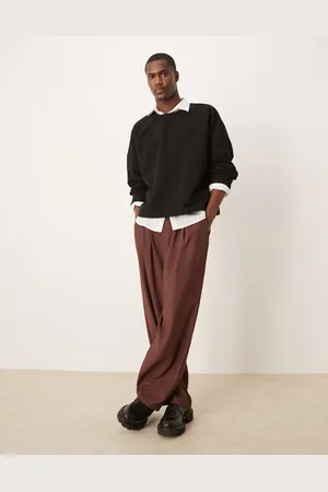 ASOS Wide leg smart trousers with elasticated back and double pleat in