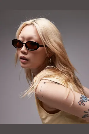 Topshop Kos oval sunglasses in tort