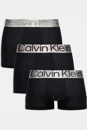 Calvin Klein Steel 3 pack trunk with coloured logo waistband in