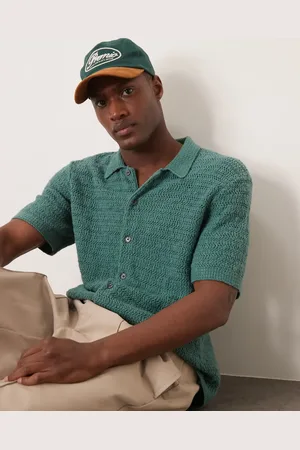 Abercrombie & Fitch Short sleeve crochet button through polo in dark