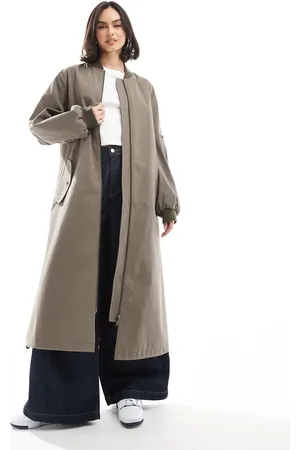 ASOS Longline bomber jacket in khaki