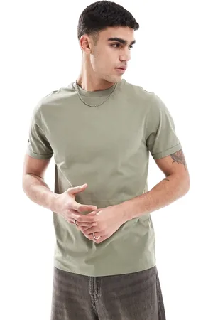 ASOS Essential crew neck t-shirt with roll sleeve in khaki