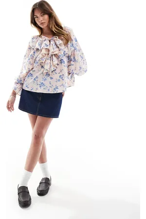 ASOS Top with frill collar detail in floral print