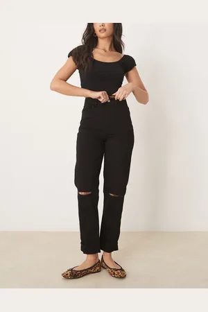 ASOS Mom jean with rips in washed