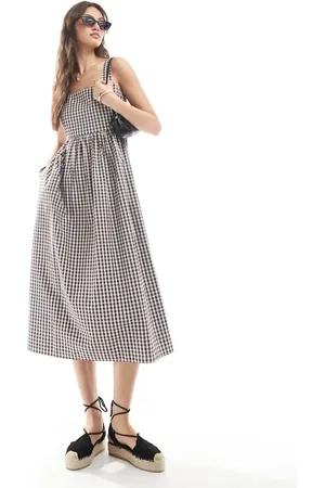 Brave Soul And white check seersucker midi dress