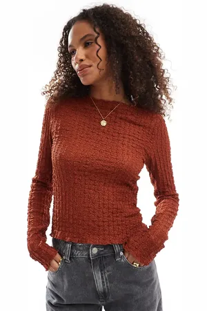 AWARE Textured long sleeved top in rust