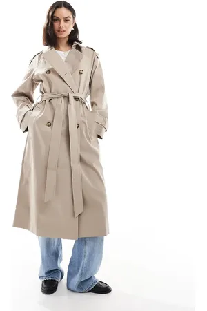 ASOS Longline trench coat in mushroom