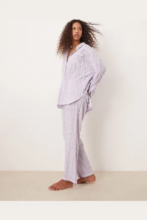 Free People Textured pyjama trouser co-ord in lilac