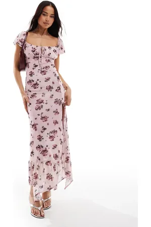 Bershka Milkmaid floral maxi dress in