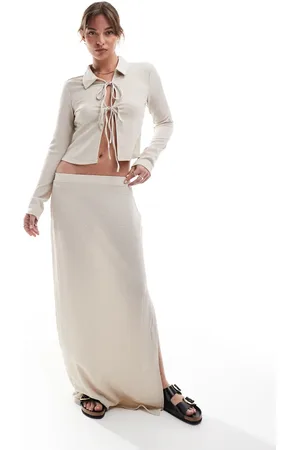 VERO MODA Textured jersey maxi skirt co-ord in beige