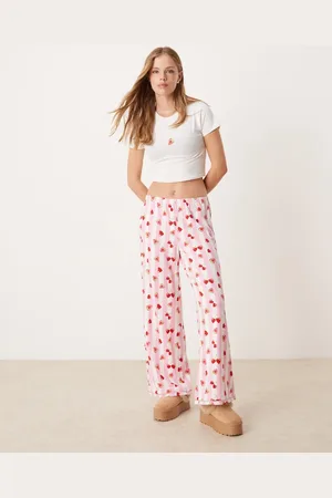 Urban Threads Short sleeve t shirt and trouser pyjama set in love heart berry stripe print