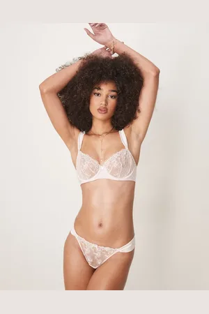 Boux Avenue Adalina satin embroidered balconette bra in pearl