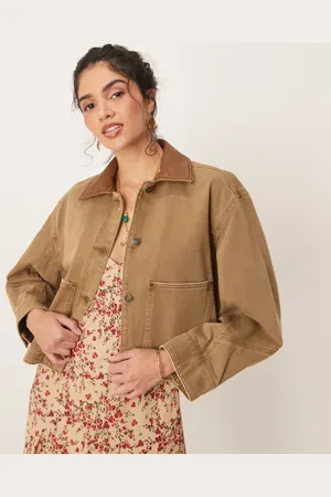 Abercrombie & Fitch Short workwear denim jacket in beige