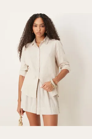 Abercrombie & Fitch Long sleeve relaxed linen shirt in