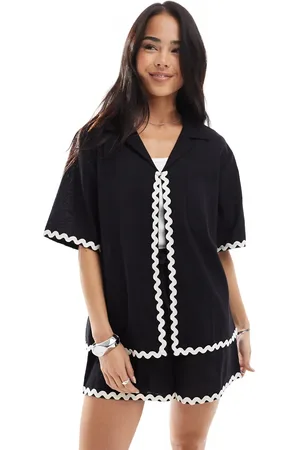 Esmée Esmee Exclusive ric rac short sleeve beach shirt co-ord in