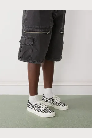 Vans Authentic embroidered houndstooth trainers with oversized laces in and black