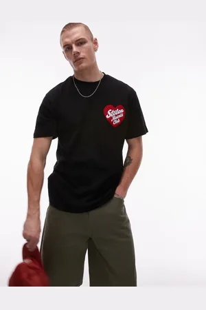 Topman Oversized fit t-shirt with stolen hearts club patch embroidery in