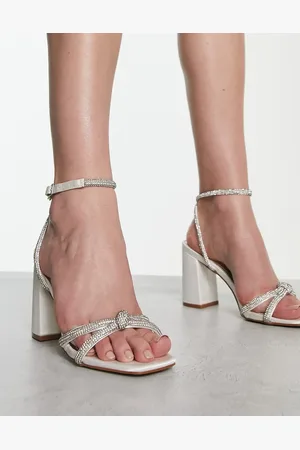Be Mine Abina embellished sandals in ivory satin
