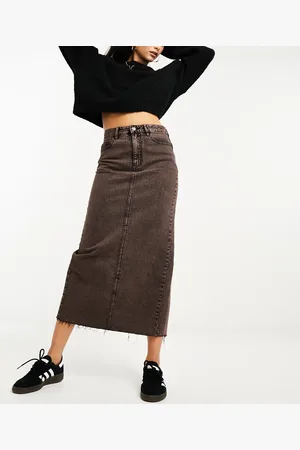 Stradivarius Stretch denim midi skirt in