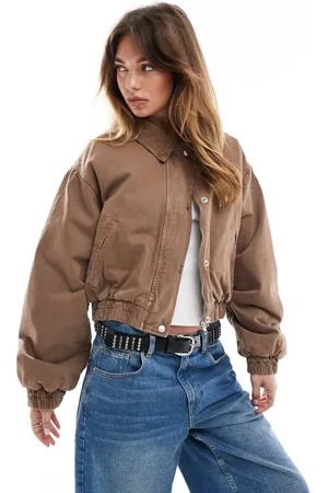 ASOS Denim bomber jacket with cord collar in