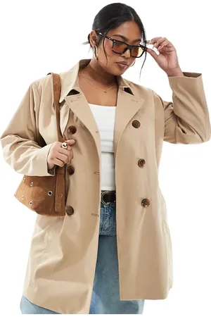 ONLY Belted short trench coat in beige