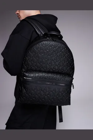 Armani Exchange All over logo faux leather backpack in