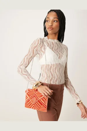 True Decadence Patterned beaded envelope clutch bag in