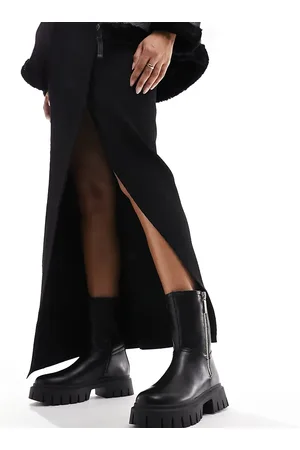 ASOS Wide Fit Amalfi zip up biker boots in