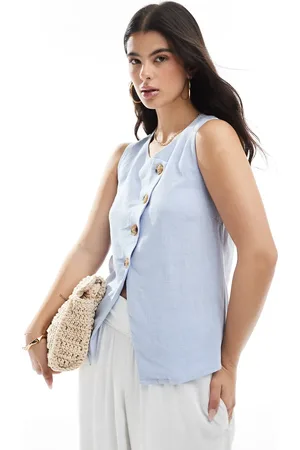 ASOS Linen look asymmetric button front waistcoat in