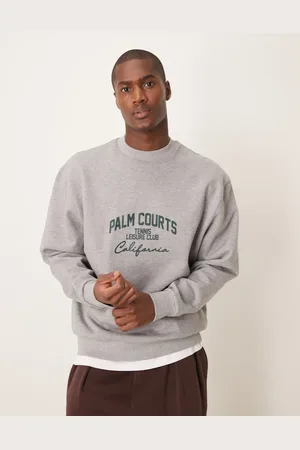 ASOS Oversized sweatshirt with green chest print in marl