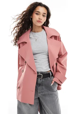 ASOS Oversized short trench coat with belt in dusty