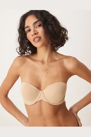 Calvin Klein Seamless strapless bra with side fastening in beige
