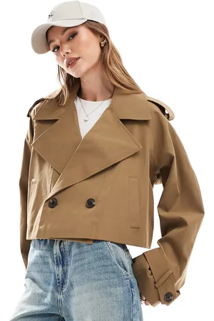 ASOS Cropped trench coat in olive