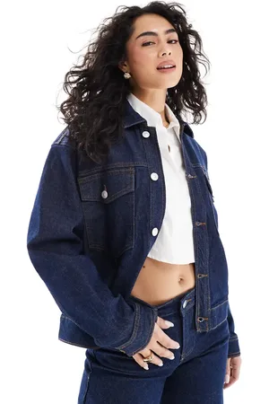 Pieces® Trucker jacket co-ord in dark denim
