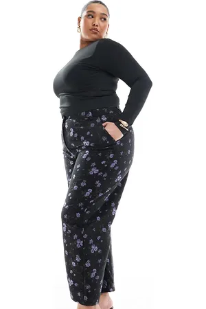 ASOS Curve floral jacquard arch leg tailored trouser in