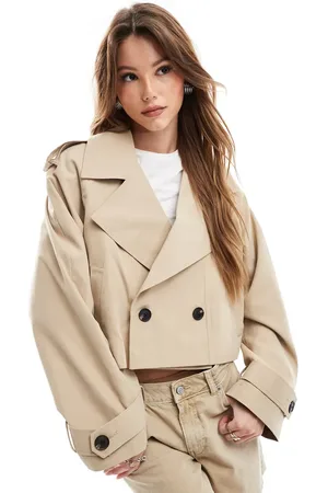 ASOS Cropped trench coat in stone