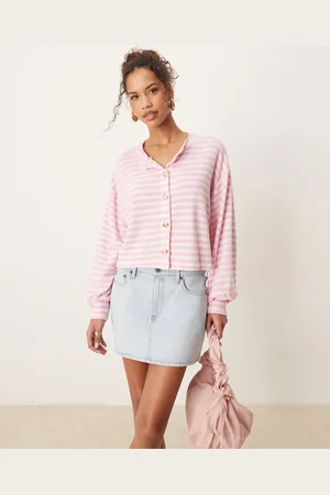 ASOS Long sleeve cardigan in pink stripe