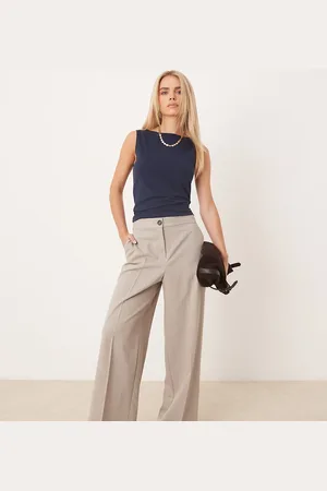 ASOS Petite tailored relaxed trousers in mink stripe