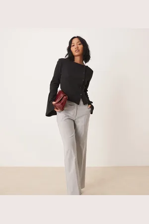 ASOS Petite tailored slim straight trousers in light